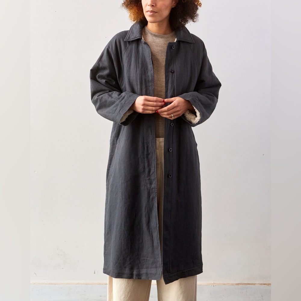 Micaela Greg Sherpa Lined Trench Coat, Charcoal